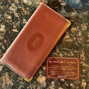 Cartier leather wallet dark red